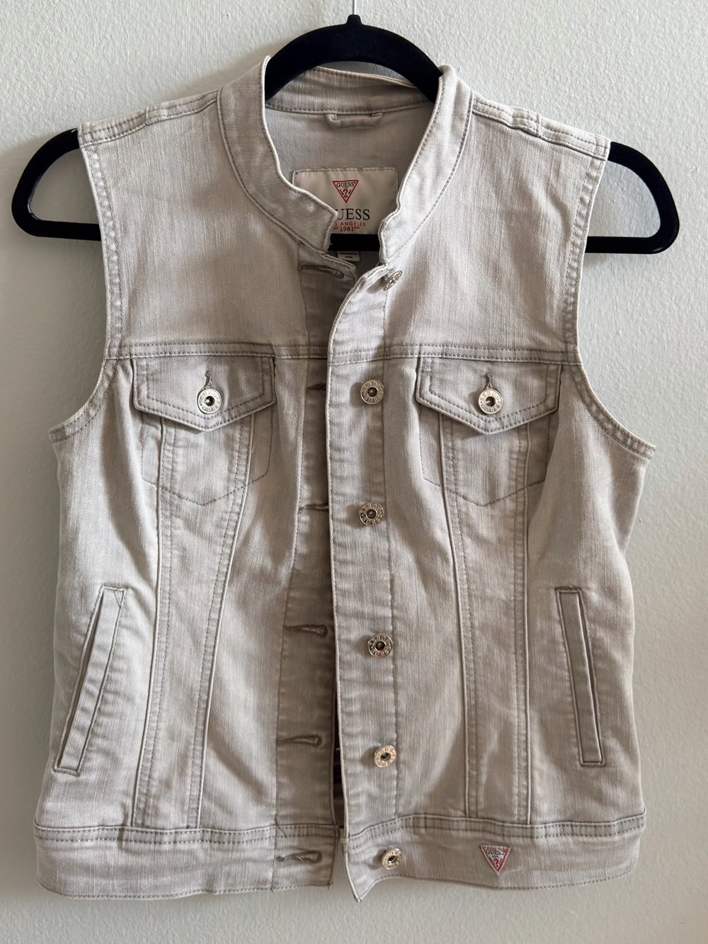 GUESS Y2K Gray Wash Denim Vest Size Small